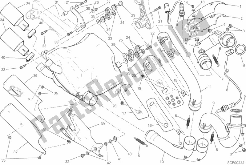 Alle onderdelen voor de Uitlaatsysteem van de Ducati Scrambler Flat Track Thailand USA 803 2015